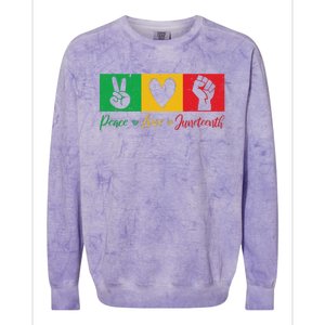 Peace Love Juneteenth Black Freedom Design Colorblast Crewneck Sweatshirt