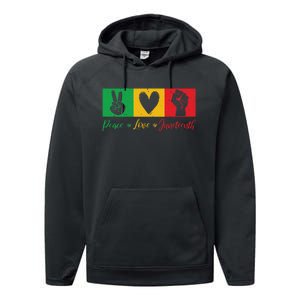 Peace Love Juneteenth Black Freedom Design Performance Fleece Hoodie