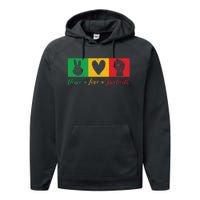 Peace Love Juneteenth Black Freedom Design Performance Fleece Hoodie