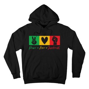 Peace Love Juneteenth Black Freedom Design Hoodie