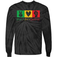 Peace Love Juneteenth Black Freedom Design Tie-Dye Long Sleeve Shirt