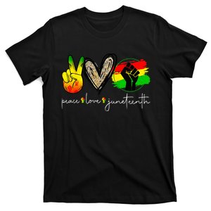 Peace Love Juneteenth Fist Black Black Queen & King T-Shirt