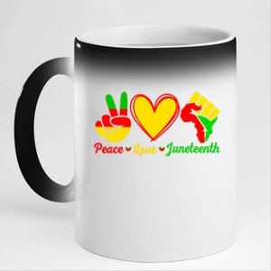 Peace Love Juneteenth Melanin Ancestor Black History Month Gift 11oz Black Color Changing Mug