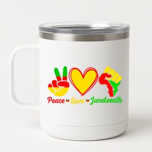 Peace Love Juneteenth Melanin Ancestor Black History Month Gift 12 oz Stainless Steel Tumbler Cup