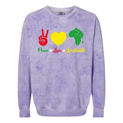 Peace Love Juneteenth Pride Black African Gift Colorblast Crewneck Sweatshirt