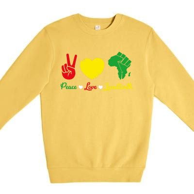 Peace Love Juneteenth Pride Black African Gift Premium Crewneck Sweatshirt