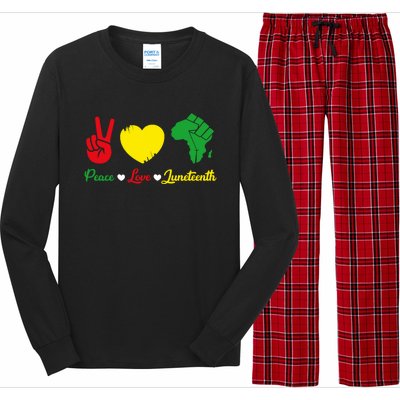 Peace Love Juneteenth Pride Black African Gift Long Sleeve Pajama Set