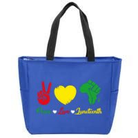 Peace Love Juneteenth Pride Black African Gift Zip Tote Bag