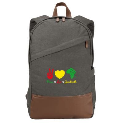 Peace Love Juneteenth Pride Black African Gift Cotton Canvas Backpack