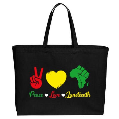 Peace Love Juneteenth Pride Black African Gift Cotton Canvas Jumbo Tote