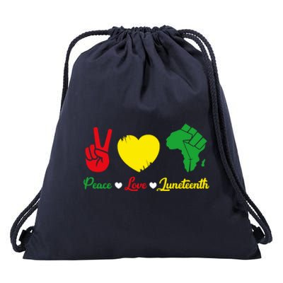 Peace Love Juneteenth Pride Black African Gift Drawstring Bag