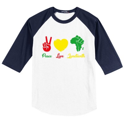 Peace Love Juneteenth Pride Black African Gift Baseball Sleeve Shirt