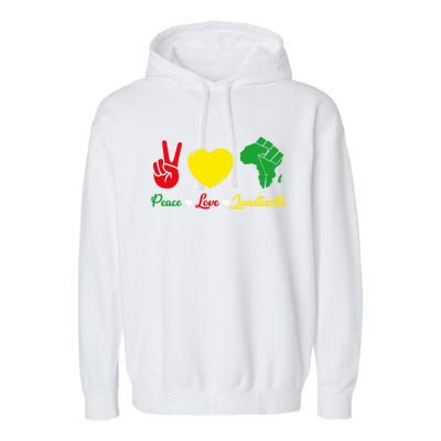 Peace Love Juneteenth Pride Black African Gift Garment-Dyed Fleece Hoodie