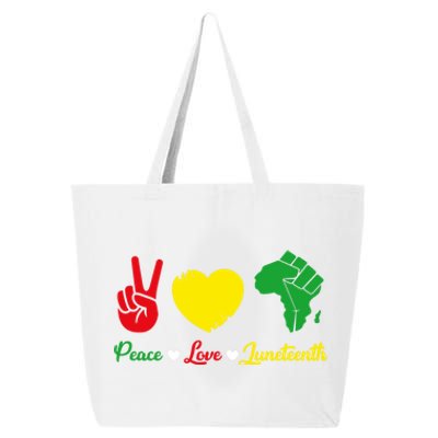 Peace Love Juneteenth Pride Black African Gift 25L Jumbo Tote