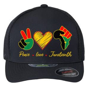 Peace Love Juneteenth Pride Black Girl Black Queen & King Flexfit Unipanel Trucker Cap