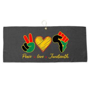 Peace Love Juneteenth Pride Black Girl Black Queen & King Large Microfiber Waffle Golf Towel