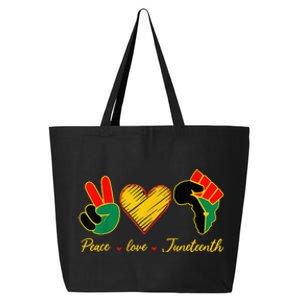 Peace Love Juneteenth Pride Black Girl Black Queen & King 25L Jumbo Tote