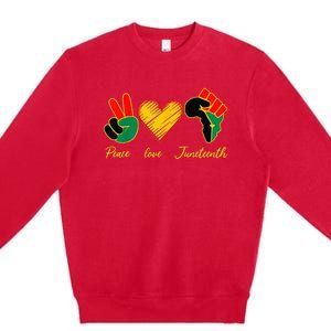 Peace Love Juneteenth Pride Black Girl Black Queen & King Premium Crewneck Sweatshirt