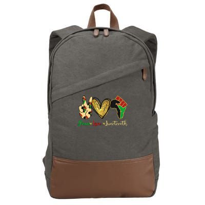 Peace Love Juneteenth Gift Cotton Canvas Backpack