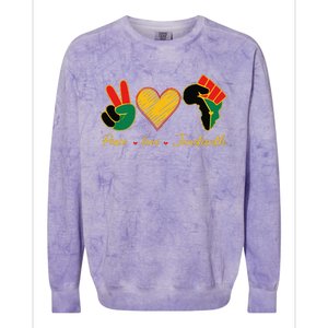 Peace Love Juneteenth Pride Black Black Queen & King Colorblast Crewneck Sweatshirt