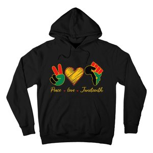 Peace Love Juneteenth Pride Black Black Queen & King Hoodie