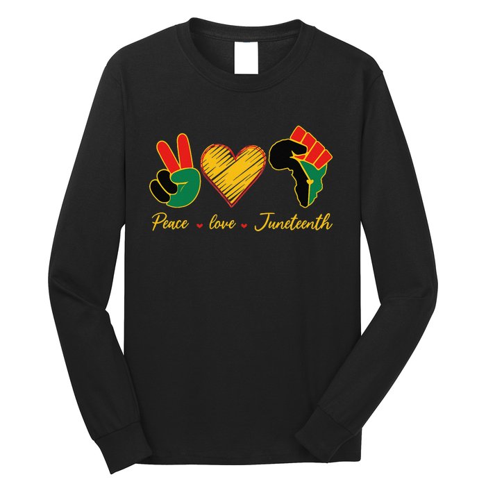 Peace Love Juneteenth Pride Black Black Queen & King Long Sleeve Shirt