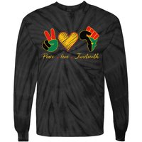 Peace Love Juneteenth Pride Black Black Queen & King Tie-Dye Long Sleeve Shirt