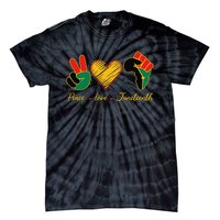 Peace Love Juneteenth Pride Black Black Queen & King Tie-Dye T-Shirt