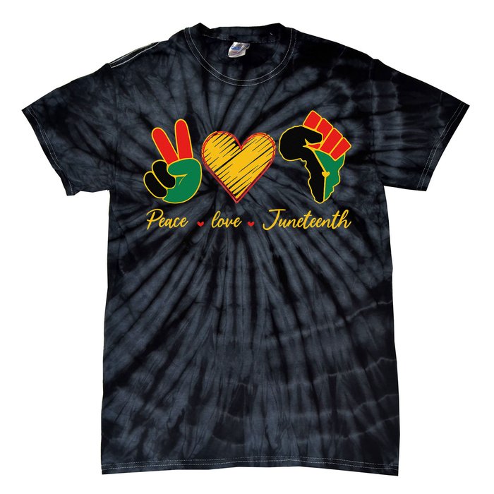 Peace Love Juneteenth Pride Black Black Queen & King Tie-Dye T-Shirt