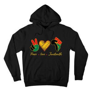 Peace Love Juneteenth Pride Black Black Queen & King Tall Hoodie