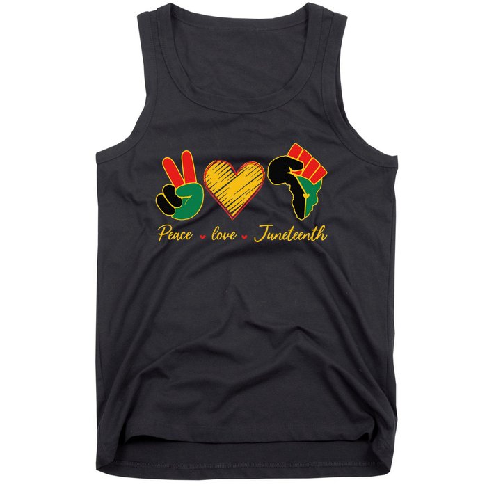 Peace Love Juneteenth Pride Black Black Queen & King Tank Top