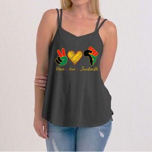 Peace Love Juneteenth Pride Black Black Queen & King Women's Strappy Tank