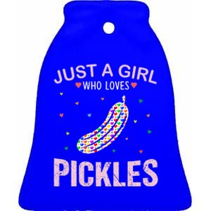 Pickles Lover Just A Who Loves Pickles Cute Gift Ceramic Bell Ornament