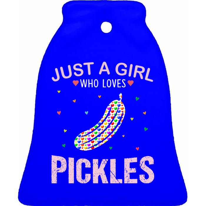 Pickles Lover Just A Who Loves Pickles Cute Gift Ceramic Bell Ornament