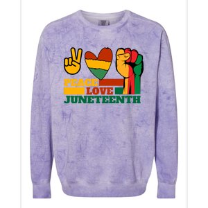 Peace Love Junenth 1865 Freedom Black History June 19 Gift Colorblast Crewneck Sweatshirt