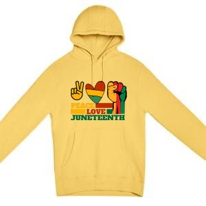 Peace Love Junenth 1865 Freedom Black History June 19 Gift Premium Pullover Hoodie