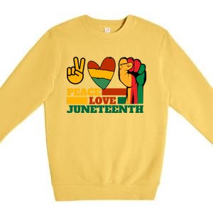 Peace Love Junenth 1865 Freedom Black History June 19 Gift Premium Crewneck Sweatshirt