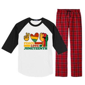 Peace Love Junenth 1865 Freedom Black History June 19 Gift Raglan Sleeve Pajama Set