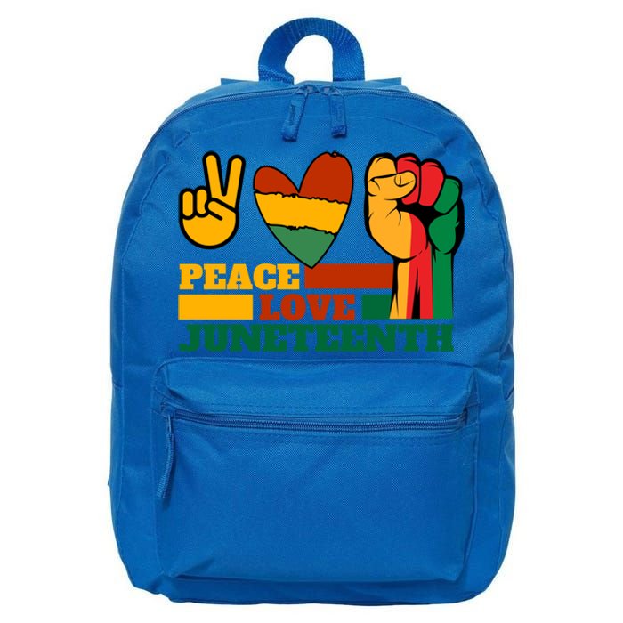 Peace Love Junenth 1865 Freedom Black History June 19 Gift 16 in Basic Backpack