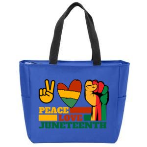 Peace Love Junenth 1865 Freedom Black History June 19 Gift Zip Tote Bag