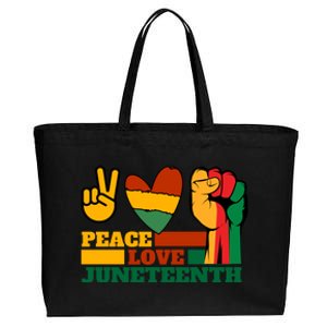 Peace Love Junenth 1865 Freedom Black History June 19 Gift Cotton Canvas Jumbo Tote