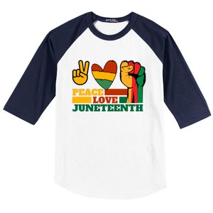 Peace Love Junenth 1865 Freedom Black History June 19 Gift Baseball Sleeve Shirt