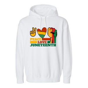 Peace Love Junenth 1865 Freedom Black History June 19 Gift Garment-Dyed Fleece Hoodie