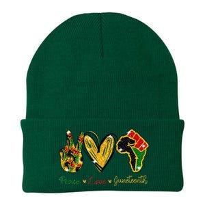 Peace Love Juneteenth Black History Pride African American Knit Cap Winter Beanie