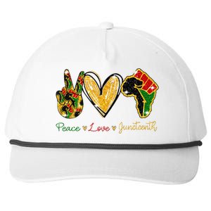 Peace Love Juneteenth Black History Pride African American Snapback Five-Panel Rope Hat