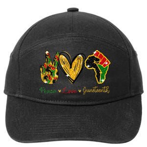 Peace Love Juneteenth Black History Pride African American 7-Panel Snapback Hat