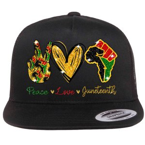 Peace Love Juneteenth Black History Pride African American Flat Bill Trucker Hat