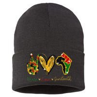 Peace Love Juneteenth Black History Pride African American Sustainable Knit Beanie