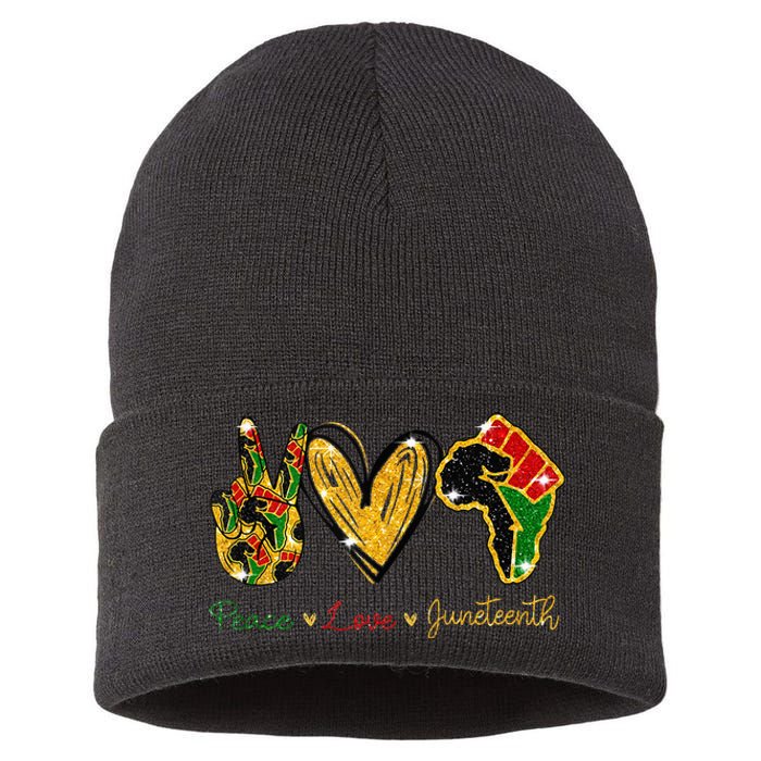 Peace Love Juneteenth Black History Pride African American Sustainable Knit Beanie