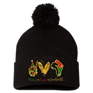 Peace Love Juneteenth Black History Pride African American Pom Pom 12in Knit Beanie